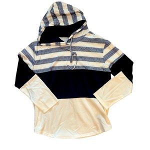 Hoodie Stripped white/navy
